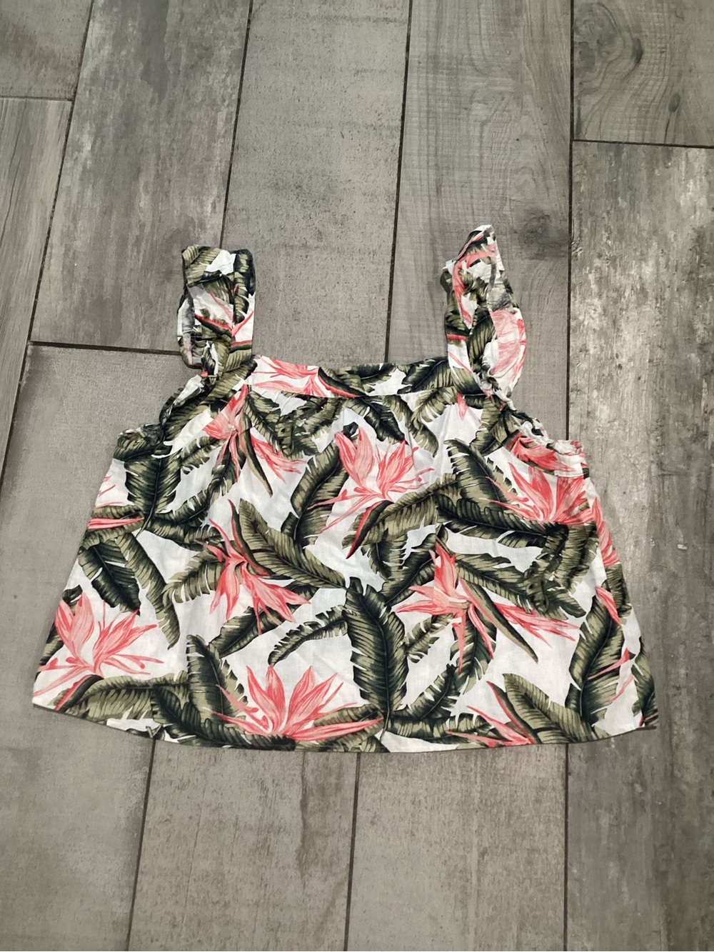 LOFT Girls Tropical Floral Tank Top - White, Pink & Green Size L
